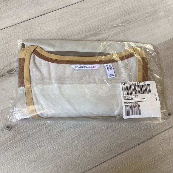 Isaac Mizrahi Live Petite Wide Dress L Stripe Maxi Brown NWT IN PACKAGINGUnopend - Picture 4 of 6